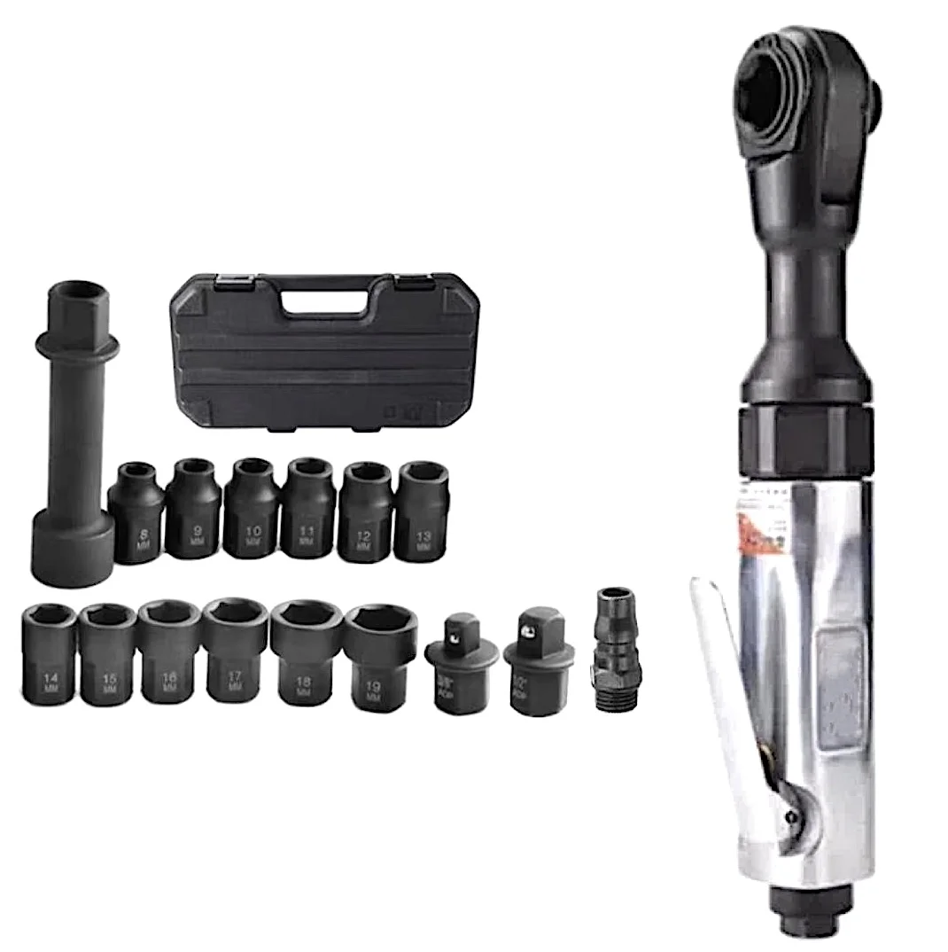 TY5T112 Pneumatic Thru-Hole Ratchet 1/2" 160 Rpm 110Nm Industrial Ratchet Wrench 10mm, 12mm, 13mm,14mm,19mm Socket Adaptor