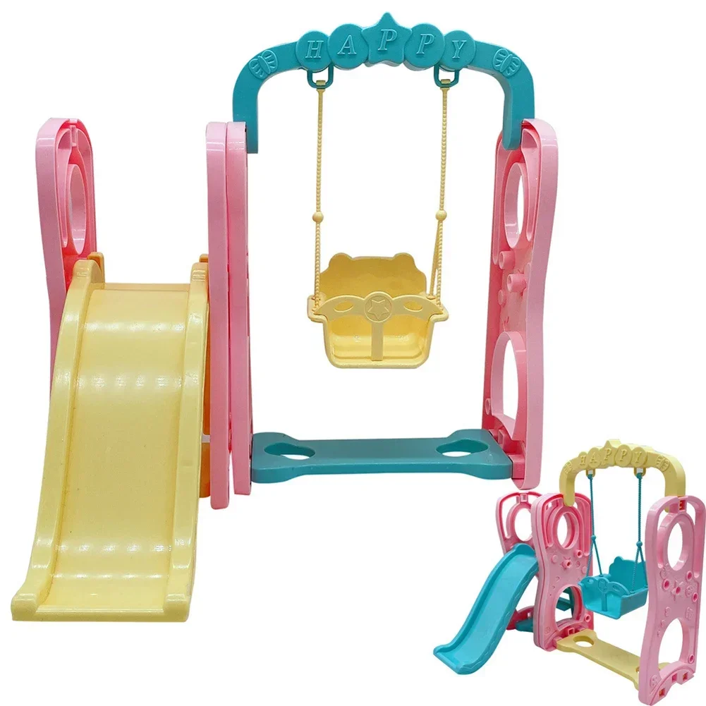 Play House Doll Swing Macaron Color Swing & Slide Slide Set per Baby Doll Kids Pretend Play Toys accessori per regali per ragazze