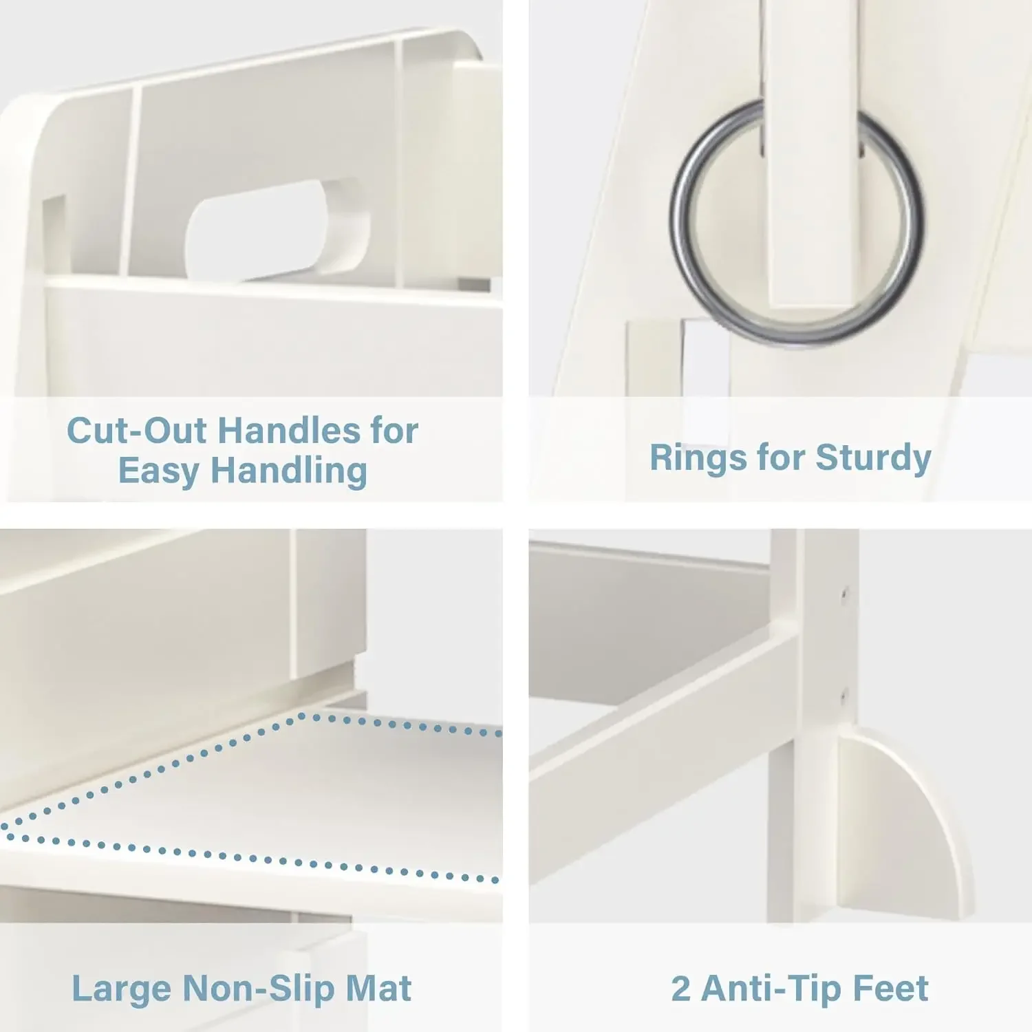 Bamboo Toddler Learning Step Stool 3 Height Adjustable Kitchen Counter Standing and Bathroom Sink Tower Helper Stool for Kids wi