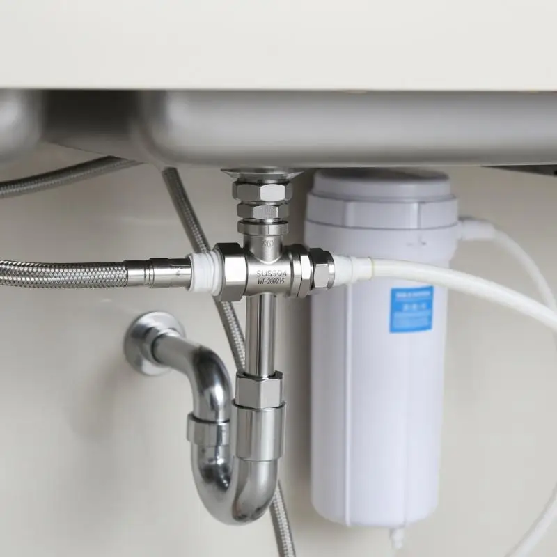 1 Set RO Feed Water Adapter 1/2 to 1/4 3/8 With Shut Off Tee Ball Valve High Flow Rate for Under Sink Water Filter