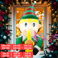 OurWarm 3.5 Ft Christmas Inflatables Outdoor Decor Elf Playing Saxophone Broke Out from Window for Outside Indoor Yard Garden