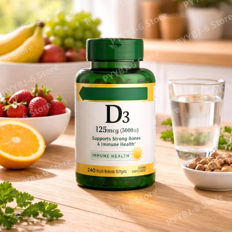 

Vitamin D3 5000 IU Softgels Rapid Release Immune Support Bone Muscle Care for Daily Wellness in Adults 240 Ct
