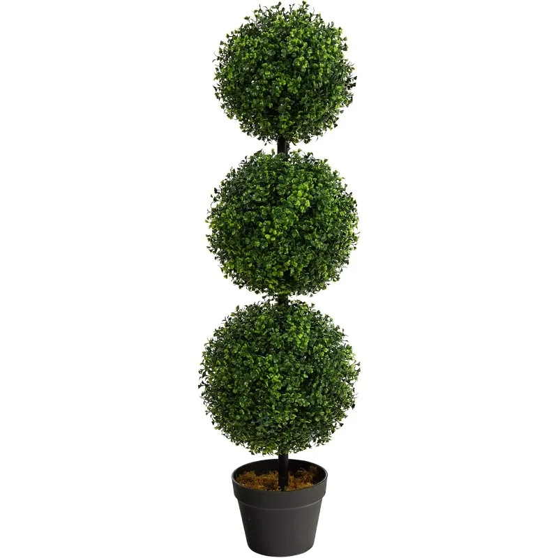 3ft. Artificial Triple Ball Boxwood Topiary Tree (Indoor/Outdoor) T2021, Green