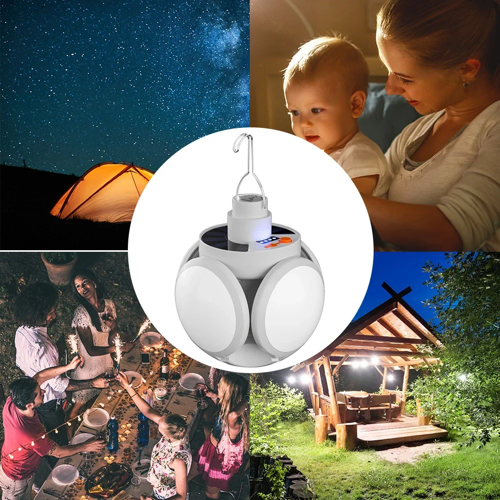 Portable Solar Powered LED Lamp USB Rechargeable Camping Searchlights Outdoor Home Tent Lantern Emergency Night Lamp