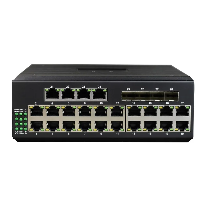 Switch industrial gerenciado da ethernet do trilho DIN 24 do porto Gigabit do trilho de Din com 4 SFP