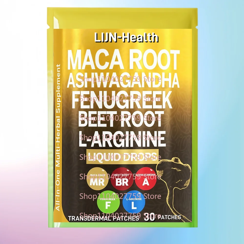 

30 трансдермальных пластырей с корнем маки, фенугреком и L-аргинином для женщин и мужчин, поддерживающие энергию, настроение и гормональный баланс