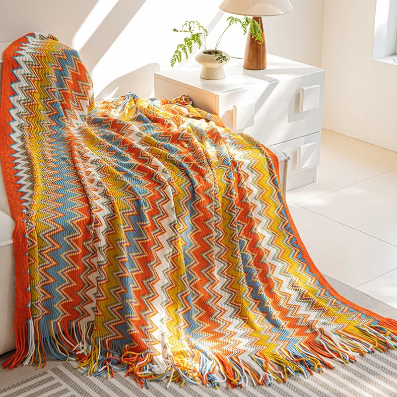 Office Lunch Break Blanket Homestay Blanket Bedside Blankets Towel Tassel Thickened Blankets