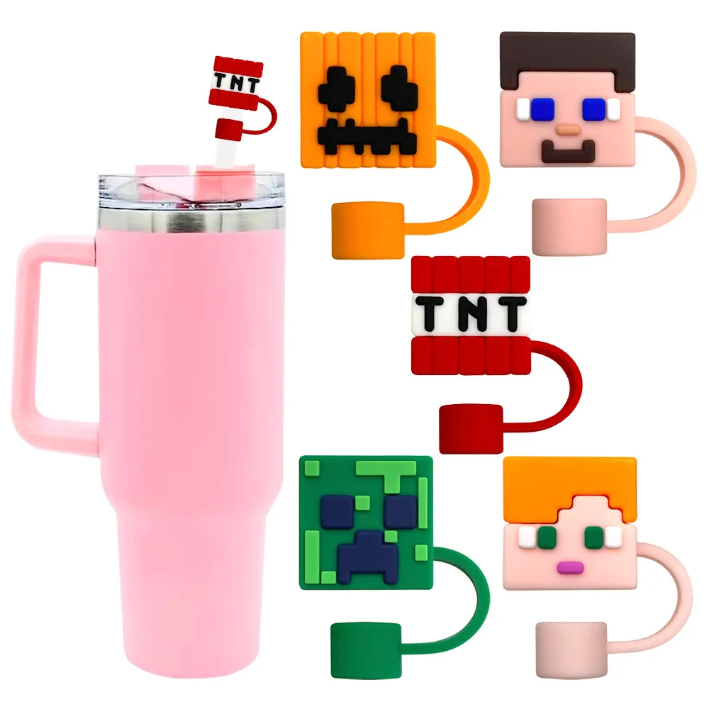 Tapa de cubierta de paja Minecraft Stanley de 10mm, tapas de puntas de paja reutilizables a prueba de polvo para taza Stanley, cubierta de pajitas a prueba de fugas y polvo