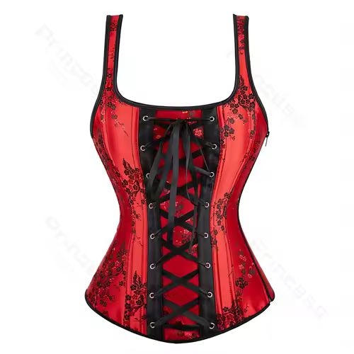 Women Corset with Straps Black Overbust Corset Plus Size Floral Jacquard Corset Zipper Top Gothic Steampunk Corset Bustier - Image 29