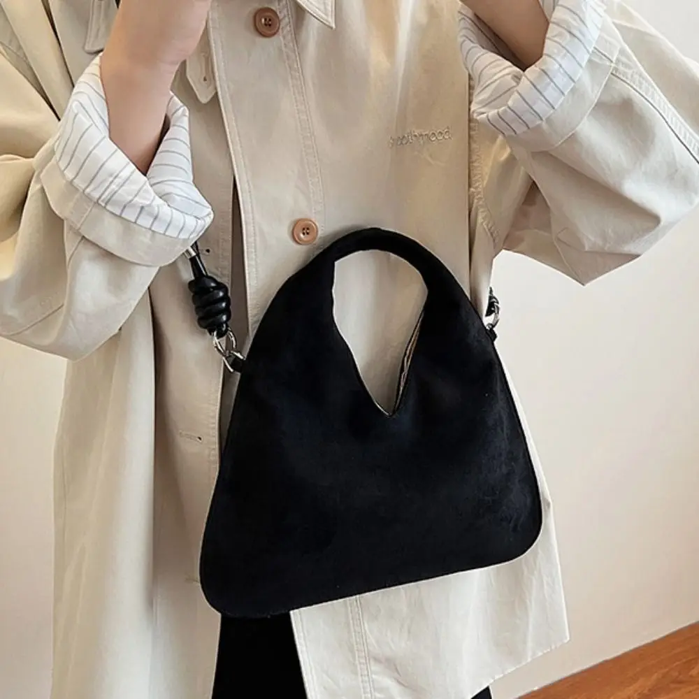 

Сумка на плечо, замшевая треугольная ручная сумка, сумка ярких цветов, сумки-хобо с напуском, корейский стиль, большая вместительная однотонная сумка-тоут