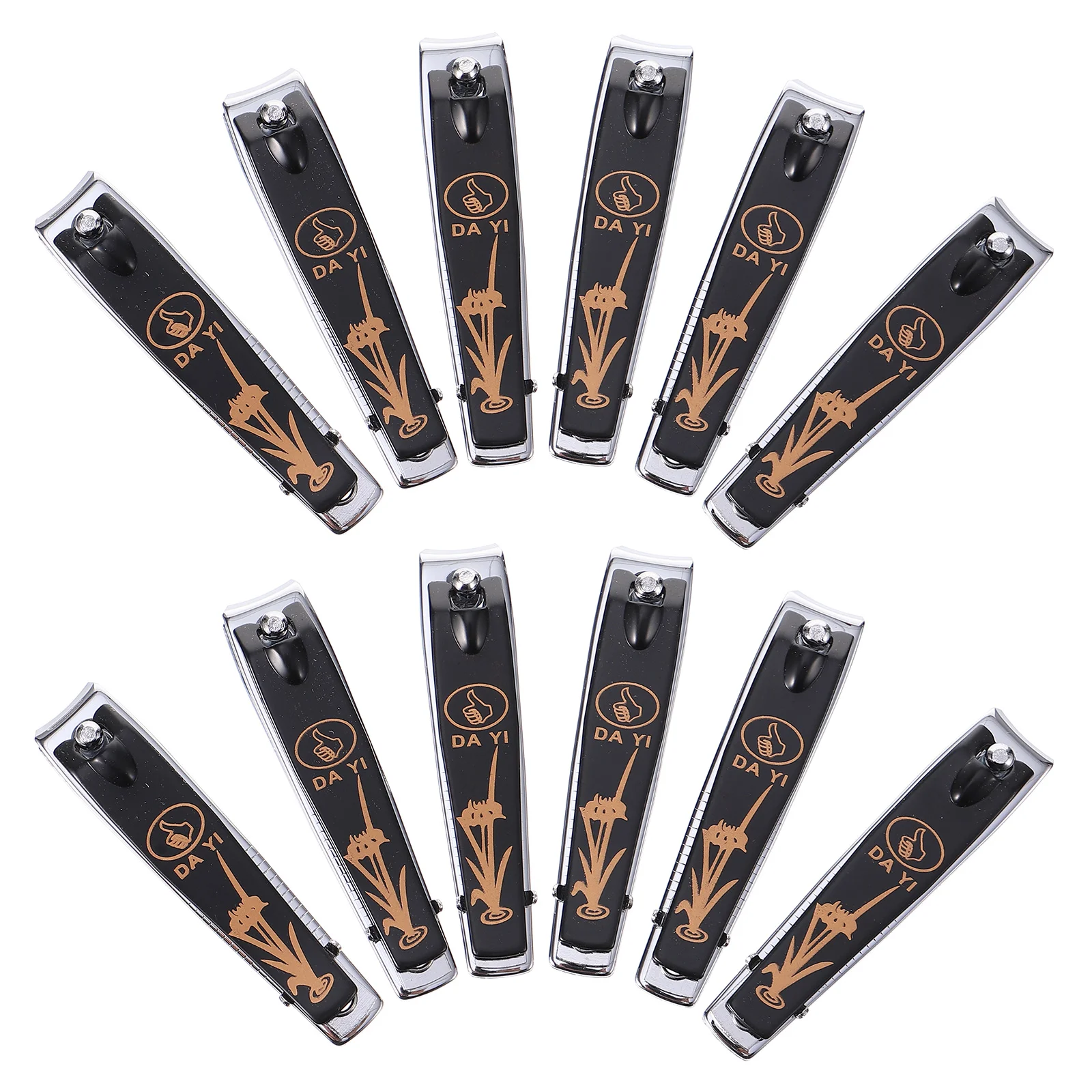 12 Pcs Fingernail Scissors Clippers Care Tools Pedicure Trimmer Metal Manicure Cutters Black Stainless Steel