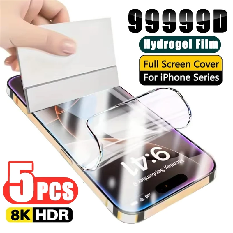 5Pcs Anti-Reflection Hydrogel Film For iPhone 17 16 15 14 13 12 11 Pro Max Plus Screen Protectors For iPhone XR XS MAX Not Glass