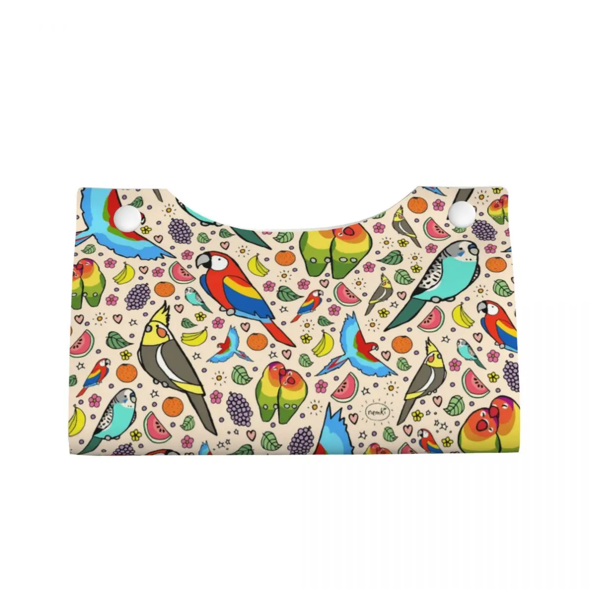 Custom Funny Parrots Tissue Box Cover PU Leather Rectangular Budgie Cockatiel Bird Facial Tissues Holder for Car