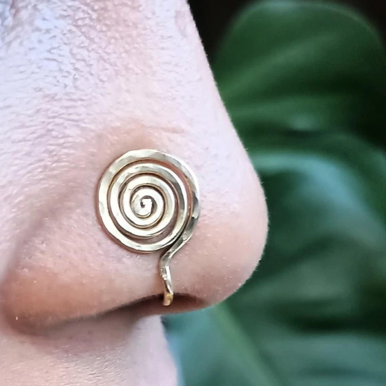 Faux Nose Ring 14K Gold Filled/925 Silver Sun Spiral Nose Cuff Dainty Septum Cuff Hypoallergenic Body Jewelry Gift for Women