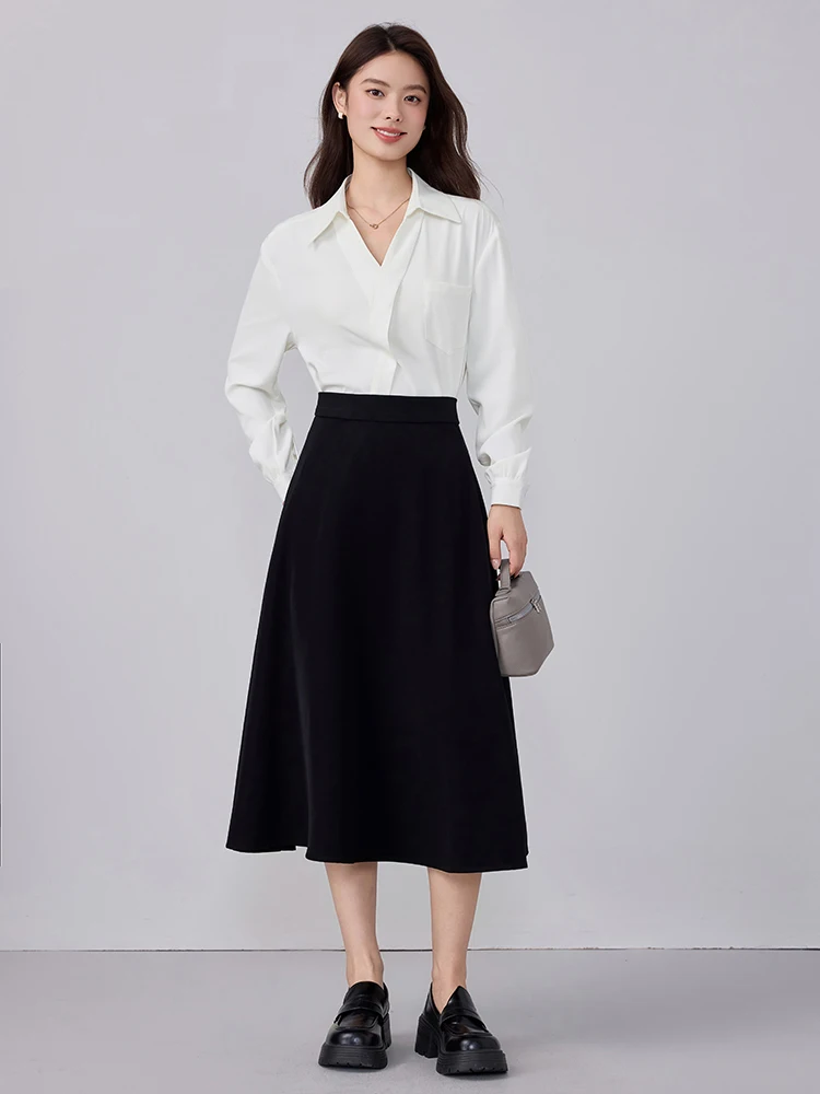 Blauw Lang Sve irt Dames Lente Herfst Nieuwe Koreaanse Sle Profional Interview Woon-werkverkeer Design Sense f Rok Lange D...