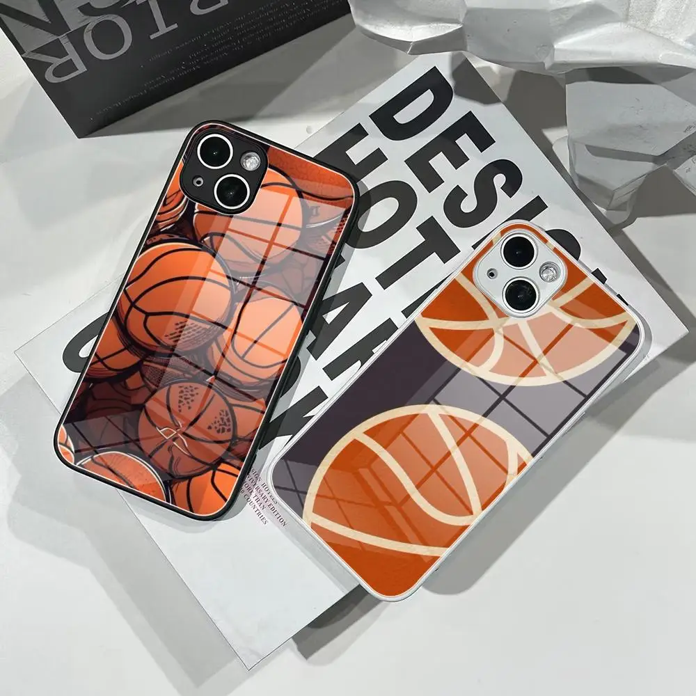 

basketball Phone Case Tempered Glass For IPhone 16 15 Pro Max 14 13 12 Mini Plus Samsung S24 S23 Ultra phone case
