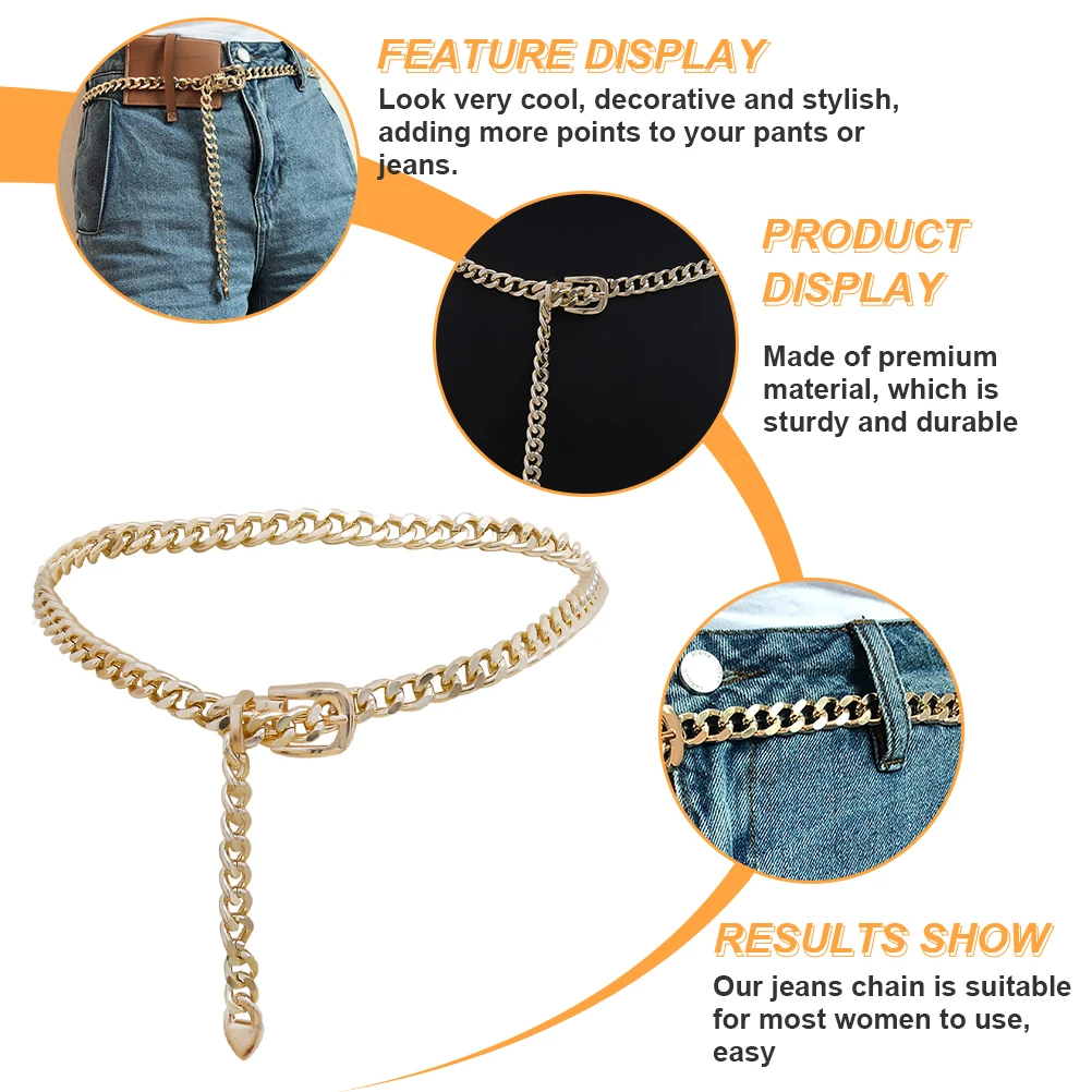 

Fashionable Waist Chunky Chain for Jeans Pants Jeans Chain Stylish Aluminum Durable Travel Dates Golf Training