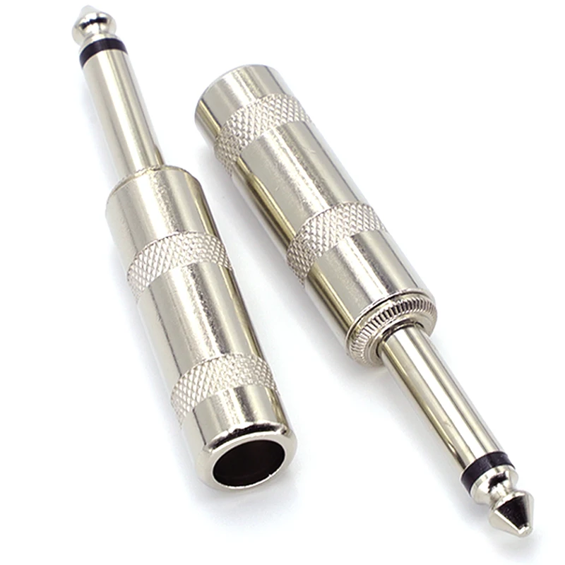 2Pcs High-quality 6.35mm Mono Jack Plug Audio Connector Solder Cable DIY Audio Adapter 6.3mm Male Plug for guitar