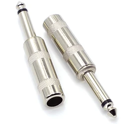 2Pcs High-quality 6.35mm Mono Jack Plug Audio Connector Solder Cable DIY Audio Adapter 6.3mm Male Plug for guitar