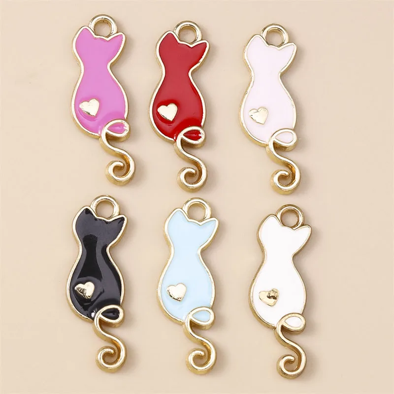 10 Stück niedliche, gemischte Emaille-Anhänger in Tierform (Katze, Eule, Pinguin) für die Schmuckherstellung, Halsketten, Ohrringe, Armbänder, DIY-Bastelbedarf – Detail 8