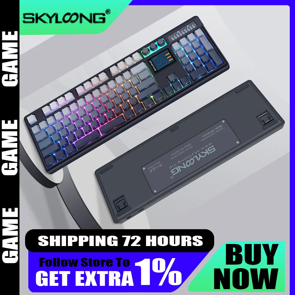 Skyloong Gk104pro Mechanical Keyboard 8k Dual Smart Screen With Knob Three Mode Customized Wireless Gaming Keyboard Calculator