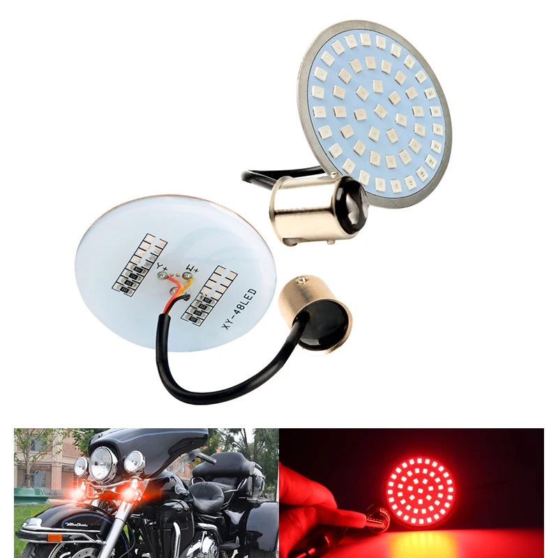 1 زوج دراجة نارية 48SMD 1157 مآخذ مصباح إشارة الانعطاف LED أبيض أصفر مؤشر LED 1157 أضواء وقوف السيارات ضوء الفرامل ل هارلي