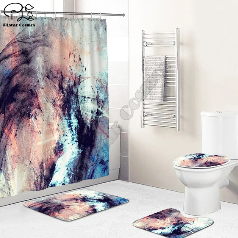 Quicksand Bathroom Set Together Shower Curtain Rug Set Bathroom Mats Rugs Toilet Decor Mat 3D Printed 01