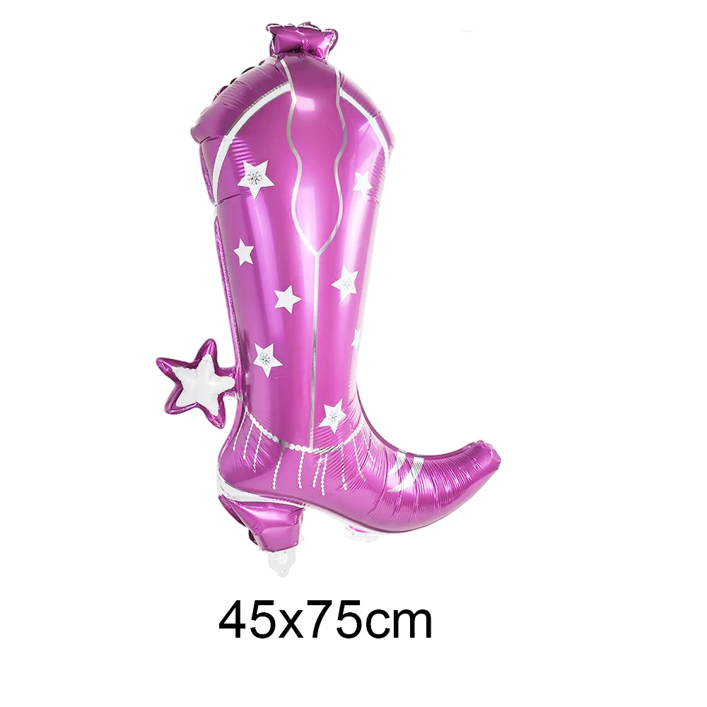1/5 قطعة بالونات راعية البقر 17.72 × 29.53 بوصة الأحذية الوردية احباط بالون راعية البقر الغربية موضوع ديسكو جرلي حفلة عيد ميلاد زينة #3