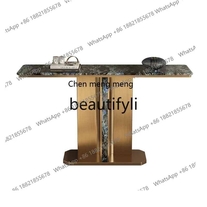

Light luxury natural marble blue jadeite entrance table villa living room against the wall modern simple entrance table