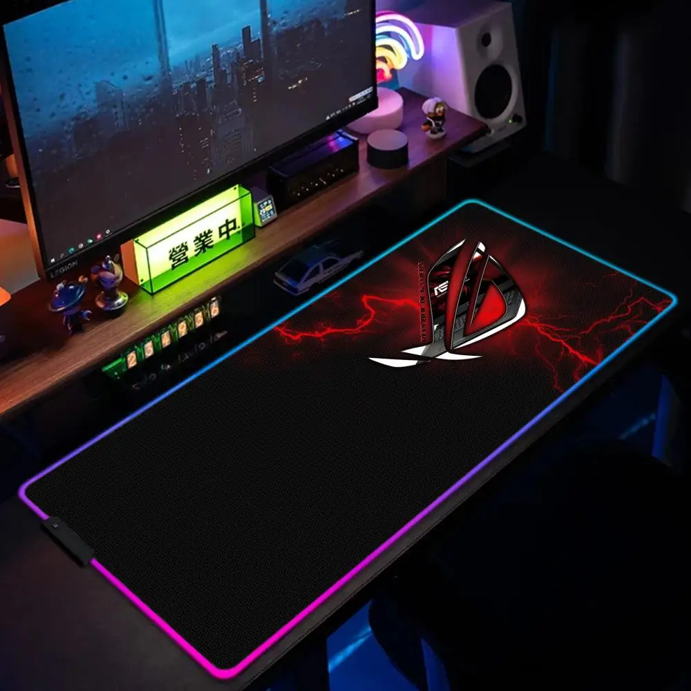 

ROG Gamer Mouse Pad Large RGB Gaming Mousepads LED Light Locked Edges Game Accessories HD Table Pads PC Keyboard Mat XXL 90x40cm