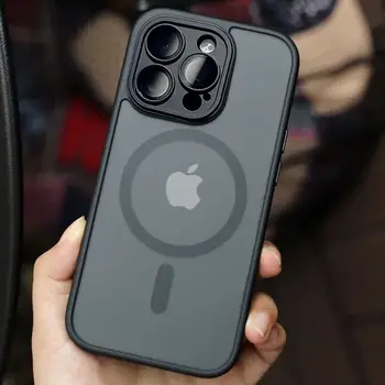 Magnetický luxusní ochranný kryt pro objektiv, matný průsvitný, pro iPhone 17 16 15 14 13 12 11 Pro Max pro bezdrátovou nabíječku MagSafe 8 nejlepší prodej luxusní pouzdra na iPhone - №1