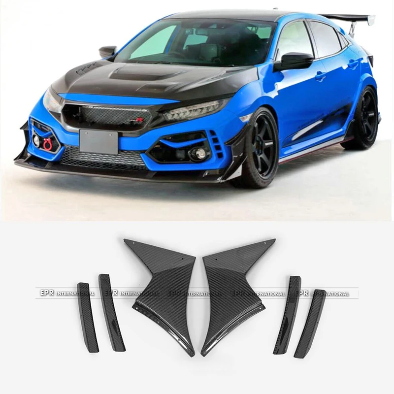 

Carbon fiber for 17 onwards Civic Type R FK8 JS-S Type front bumper canard 3 Pcs
