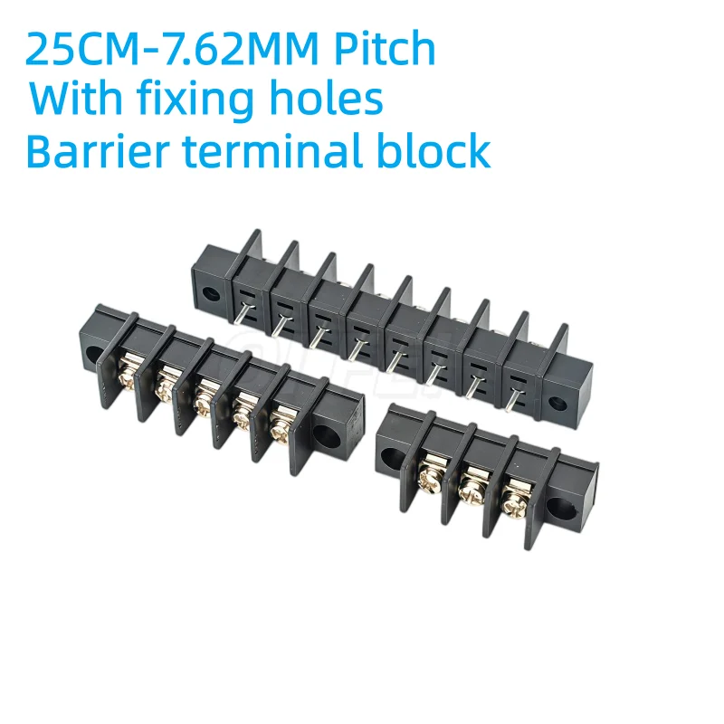 KF25CM 7.62mm Pitch Barrier Terminal Block 2 3 4 5 6 7 8 Pin PCB Screw Terminal Connector with Mounting Holes