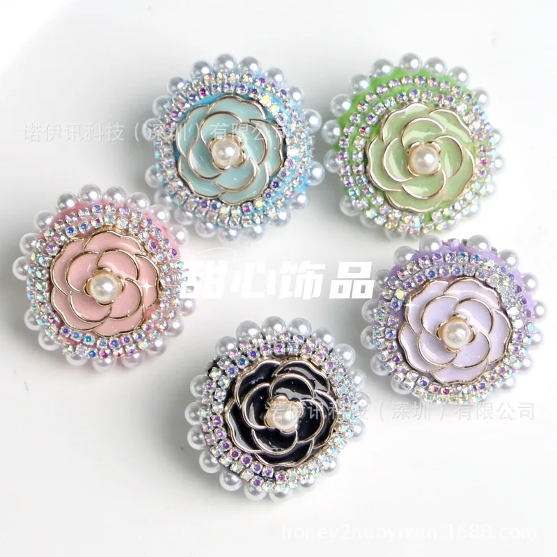 SCH Cute Beautiful Flowers Purple Pearl Camellia Flower Clay Beads Mobile Phone Chain Bag Chain Pen Jewelry Accessories Beads