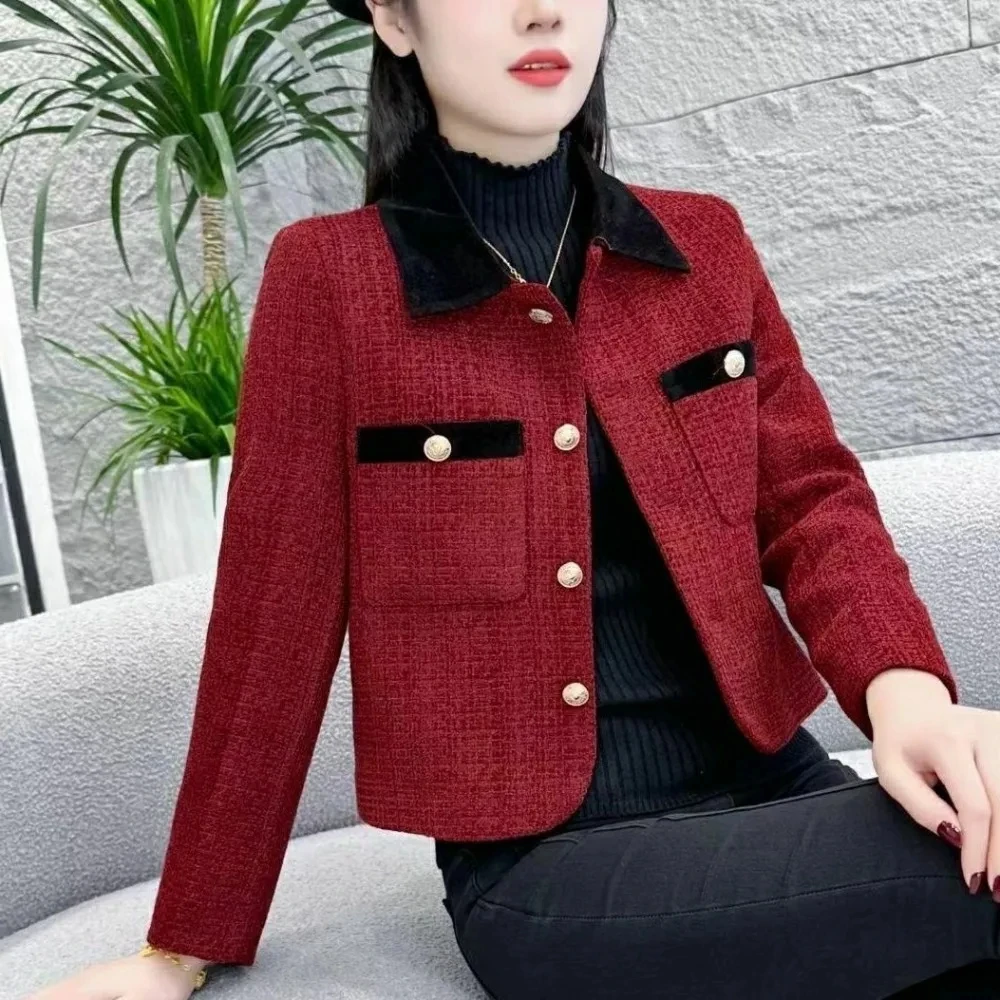 Half Cotton Wool Blend Coat for Women Short Warm Mixtures Jacket Woman Winter Medium Novelty High Quality Autumn Fashion 2024