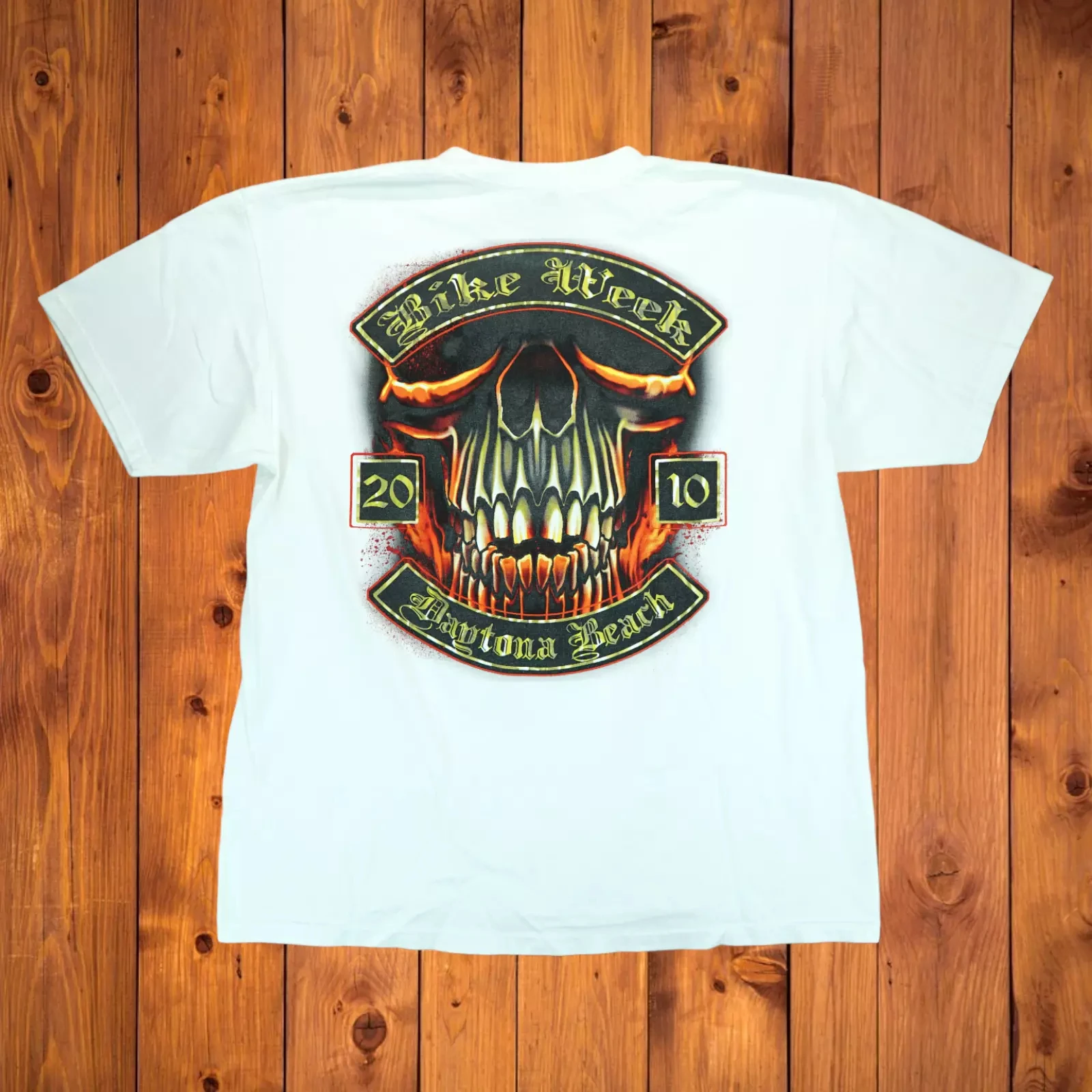 

2015 Bike Week Daytona Beach T Shirt Mens Skull White Graphic --- High-end Luxury Is for Both Men and Women Top Y2k