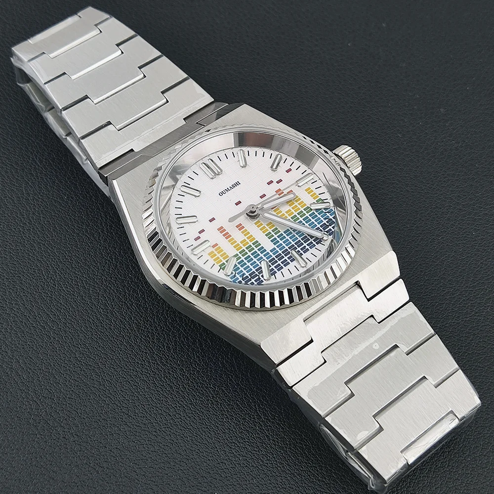 腕時計 高級 NH35A 39.6mm メンズ機械式自動巻き C3 夜光 AR サファイア NH35 100m 防水 音楽祭用腕時計 男性用