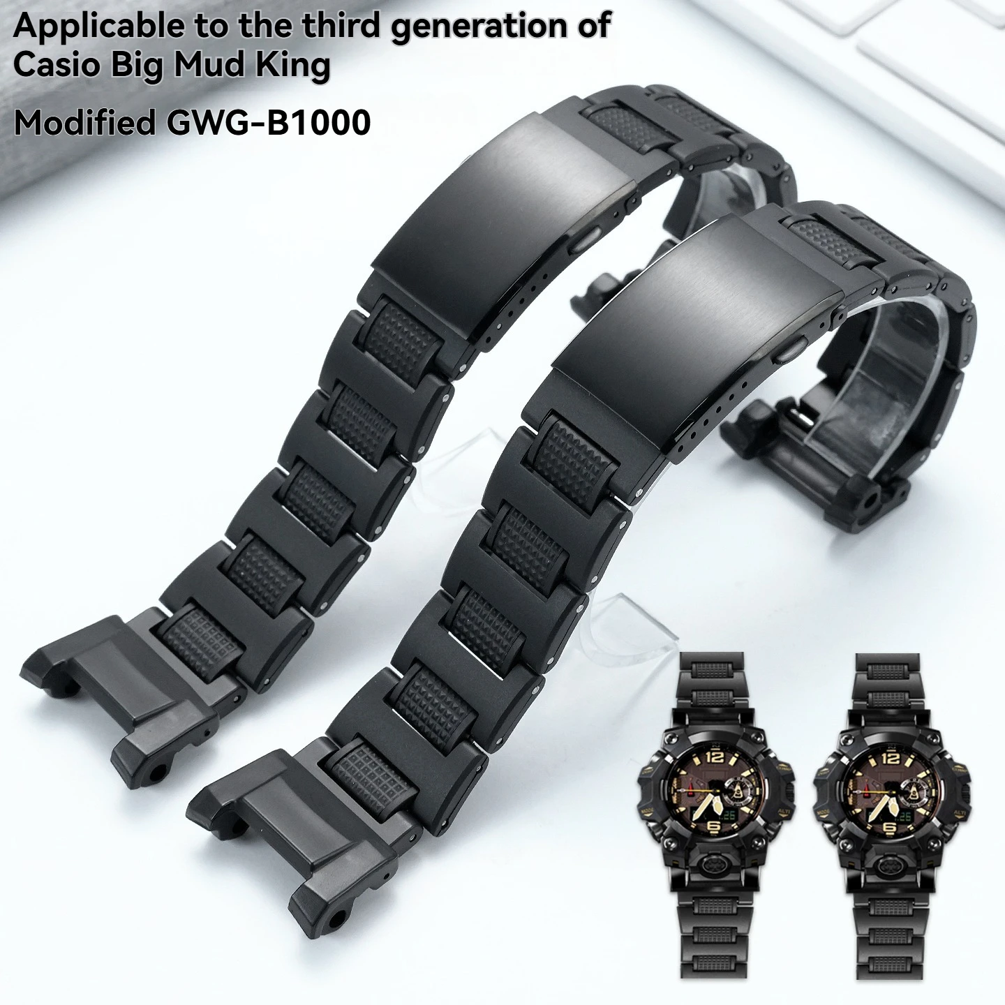 

Для Casio GWG-B1000 "Great Mud King" 3-го поколения: специальный ремешок — аксессуар для модификации часов из композитного пластика и стали.