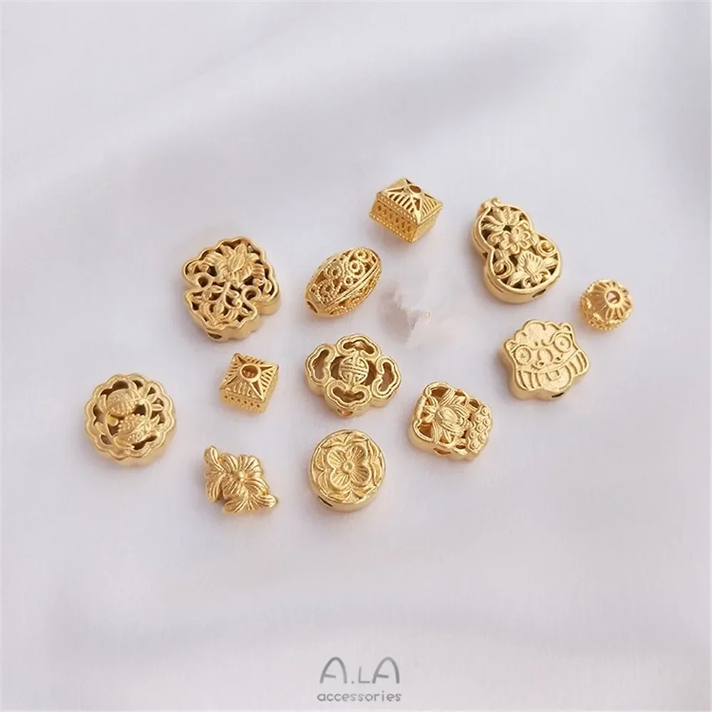 

Shajin flat circular barrel shaped lion gourd separated by beads Lutong pendant manual DIY jewelry with beads accessories