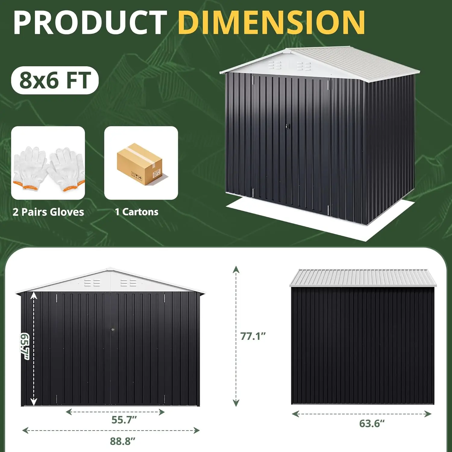 6x8 FT Outdoor Storage Shed, with Updated Frame Structure and Lockable Doors, Metal Tool Sheds for Backyard Garden Patio Lawn