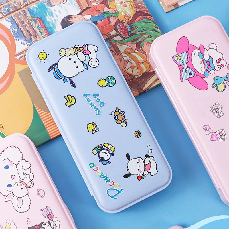 Sanrio Cinnamoroll My Melody Anime Kawaii Pencil Box Cute Cartoon Kuromi Students Large Capacity Pen Bag Stationery Kids Gifts