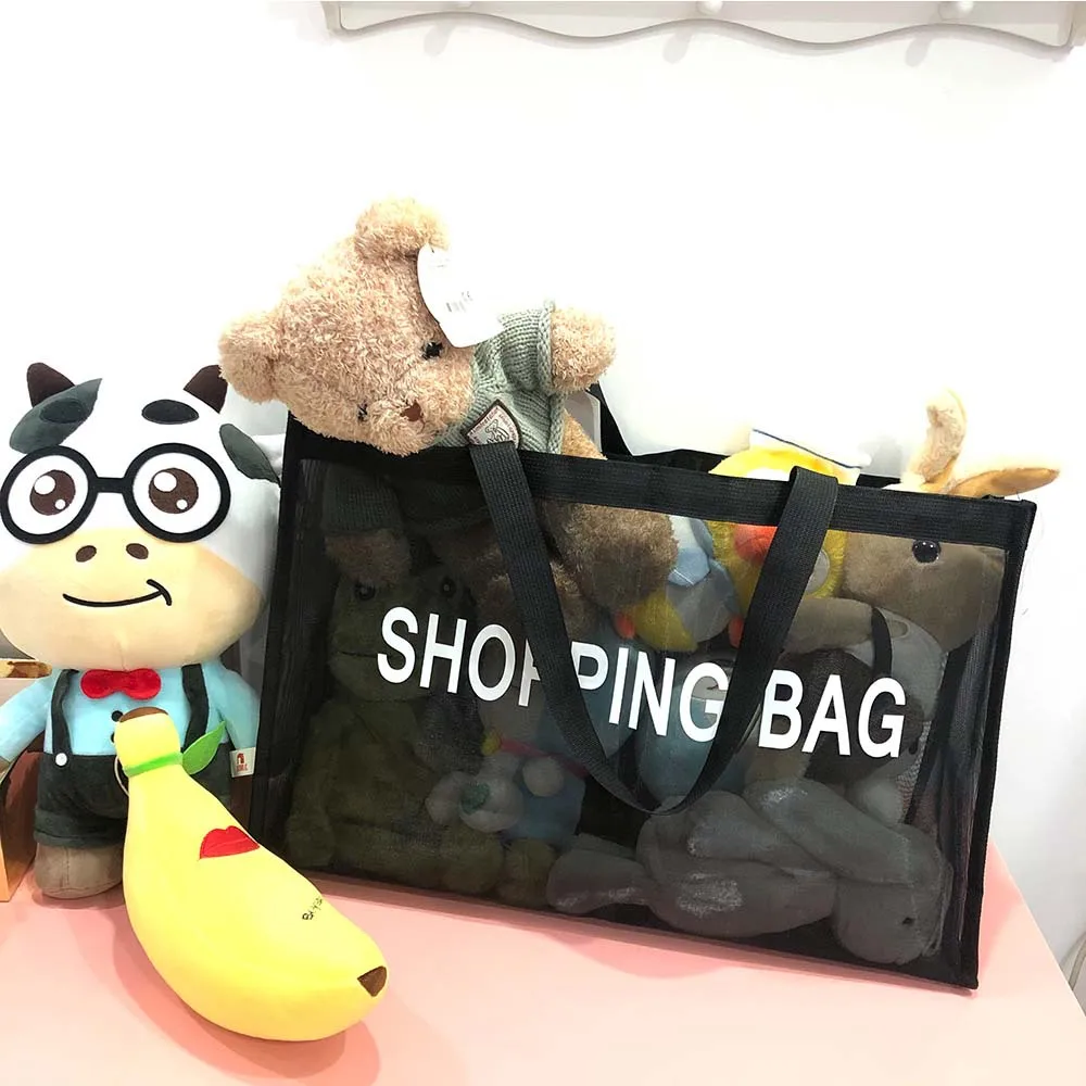 Fashionable and convenient mesh large capacity shopping bag, daily necessities storage bag, tourist beach bathing products, envi