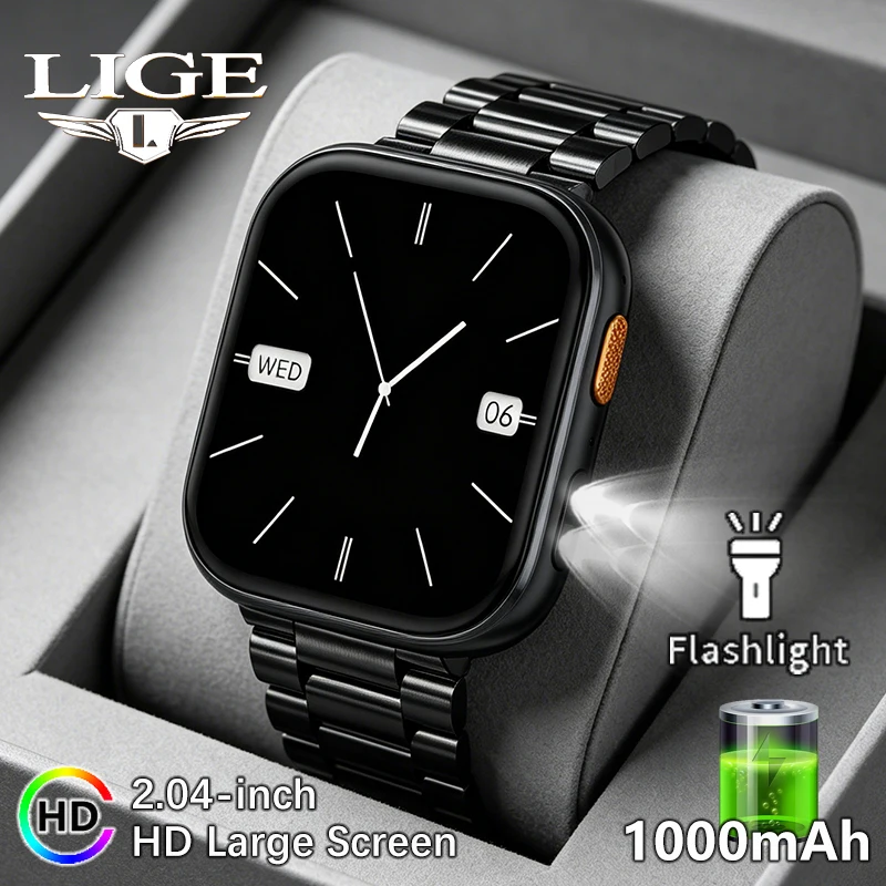 Lige novo ultra relógio inteligente masculino 1000mah bateria de alta capacidade gps esportes fitness 24h monitoramento saúde à prova dwaterproof água smartwatch