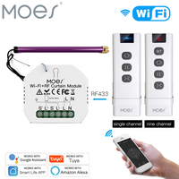 MOES WiFi RF433 Blind Curtain Switch Remote for Electric Roller Shutter control module Tuya Smart Life Google Home Alexa Voice