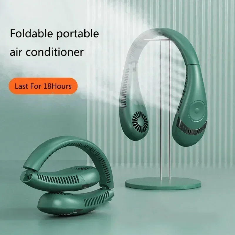 

Portable Hanging Neck Fan 5000mAh Foldable Summer Air Cooling USB Rechargeable Bladeless Mute Neckband Fans for Sport