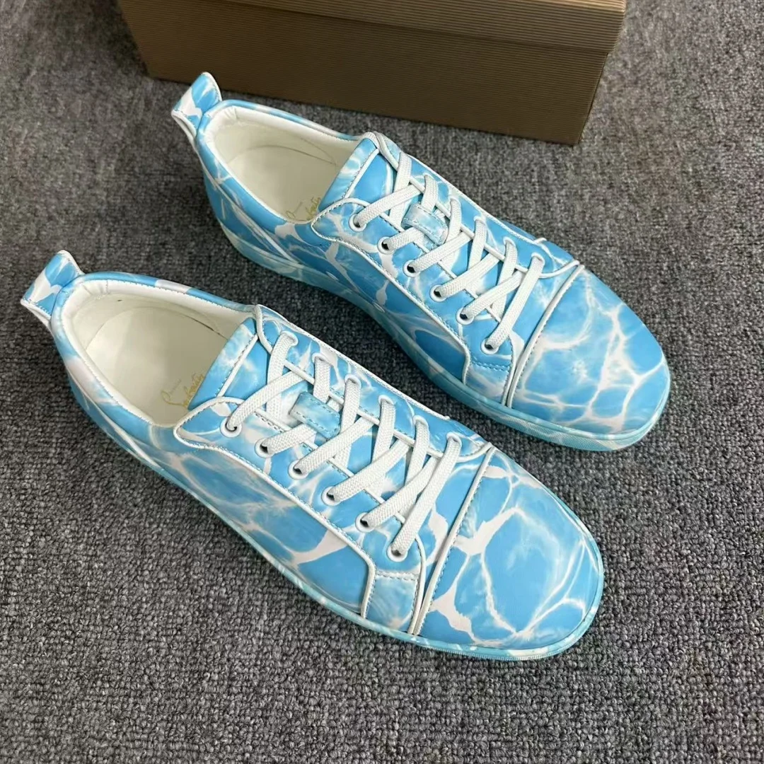 Blue Water Ripple Board Shoes - Men Shoes Red Bottom 评论和价格