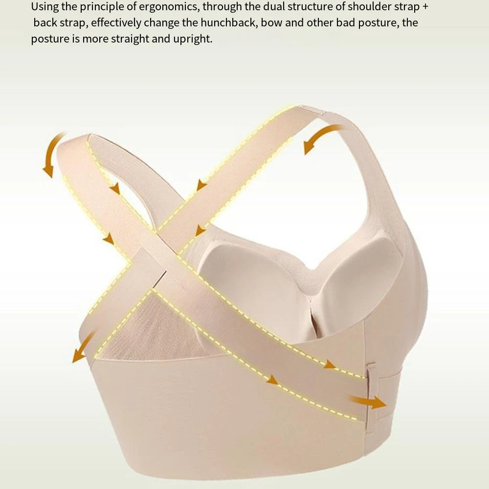 2 in 1 Women Seamless Bras Adjustable Front Buckle Wireless Underwear Solid Color Thin Cup Push Up Bralette Humpback Corrected