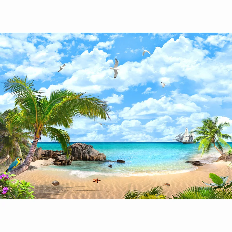 ZHISUXI-Fondo de fotografía Digital, telón de fondo de playa de arena, vacaciones de verano, árbol de coco, paisaje, ventana, JK-11 de estudio fotográfico