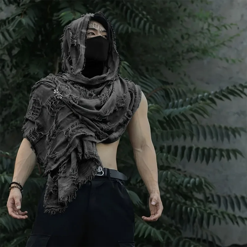 1pcs  Medieval Knight Cloak Halloween Costume Polyester Renaissance Hooded Cape LARP Cosplay Photo Props Scarf Scarf