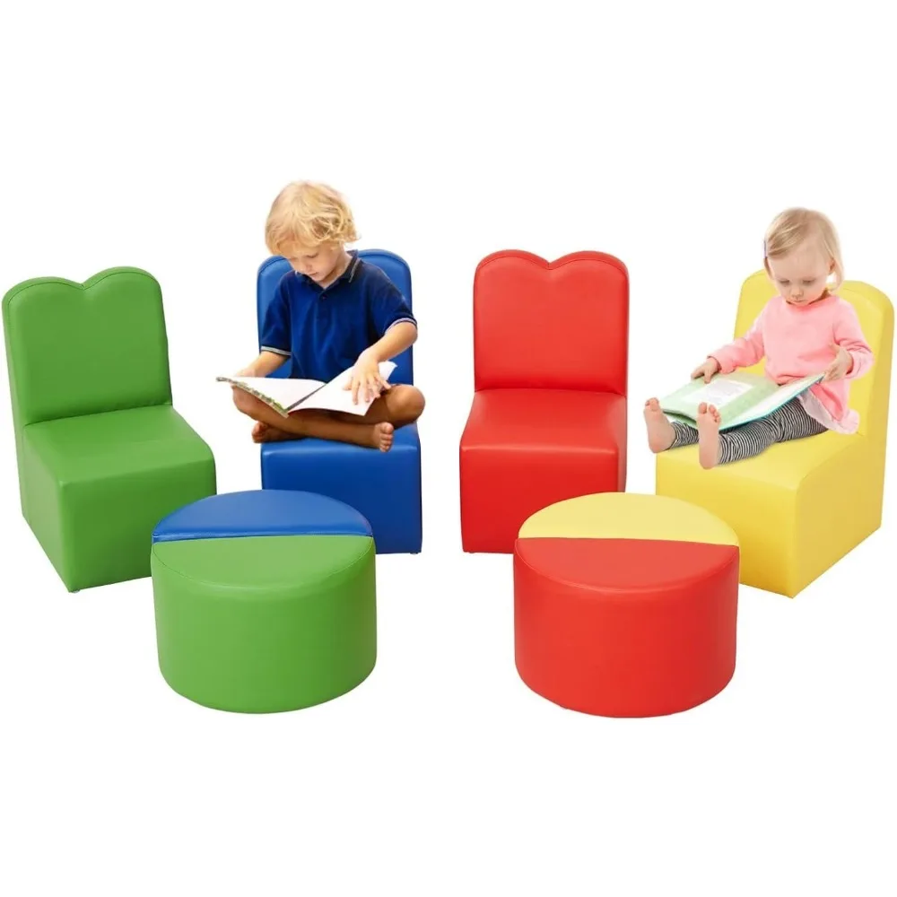 Kids Modular Flexible Seating Set - 8 Pieces Kids Couch, Sectional Sofa Set for Home Preschool, Daycare Furniture